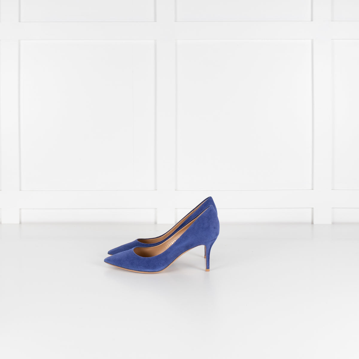Salvatore Ferragamo Blue Suede Pointed Court Shoe