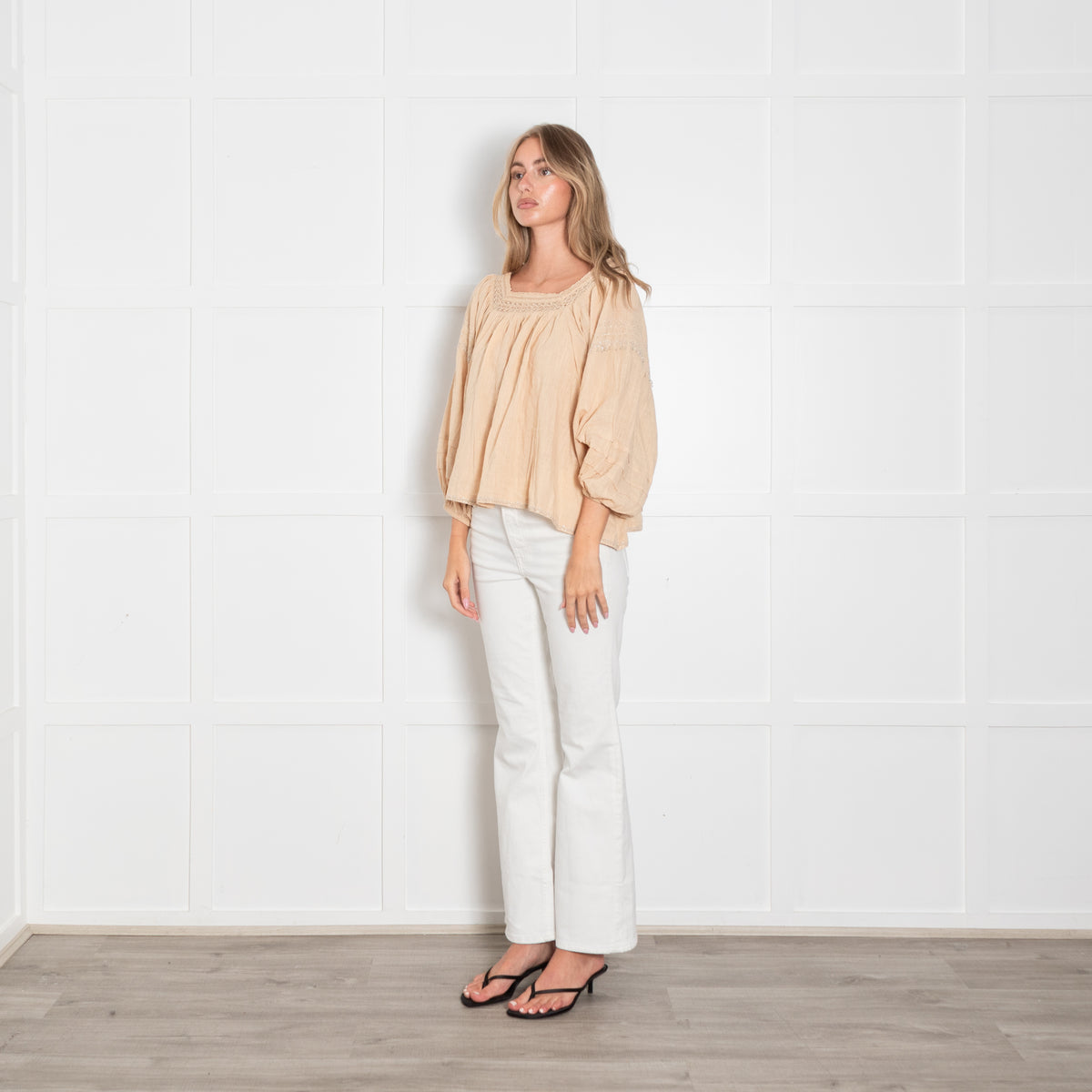 Scarlett Poppies Peachy Beige Beaded Top