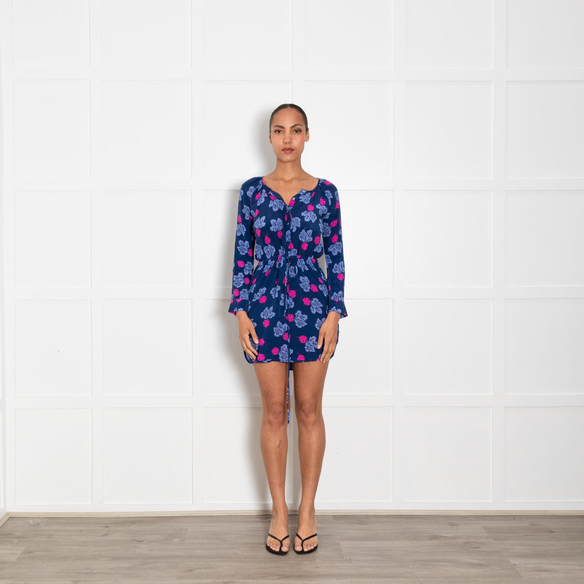Mercy Delta Blue Pink Beetroot Print Mini Dress