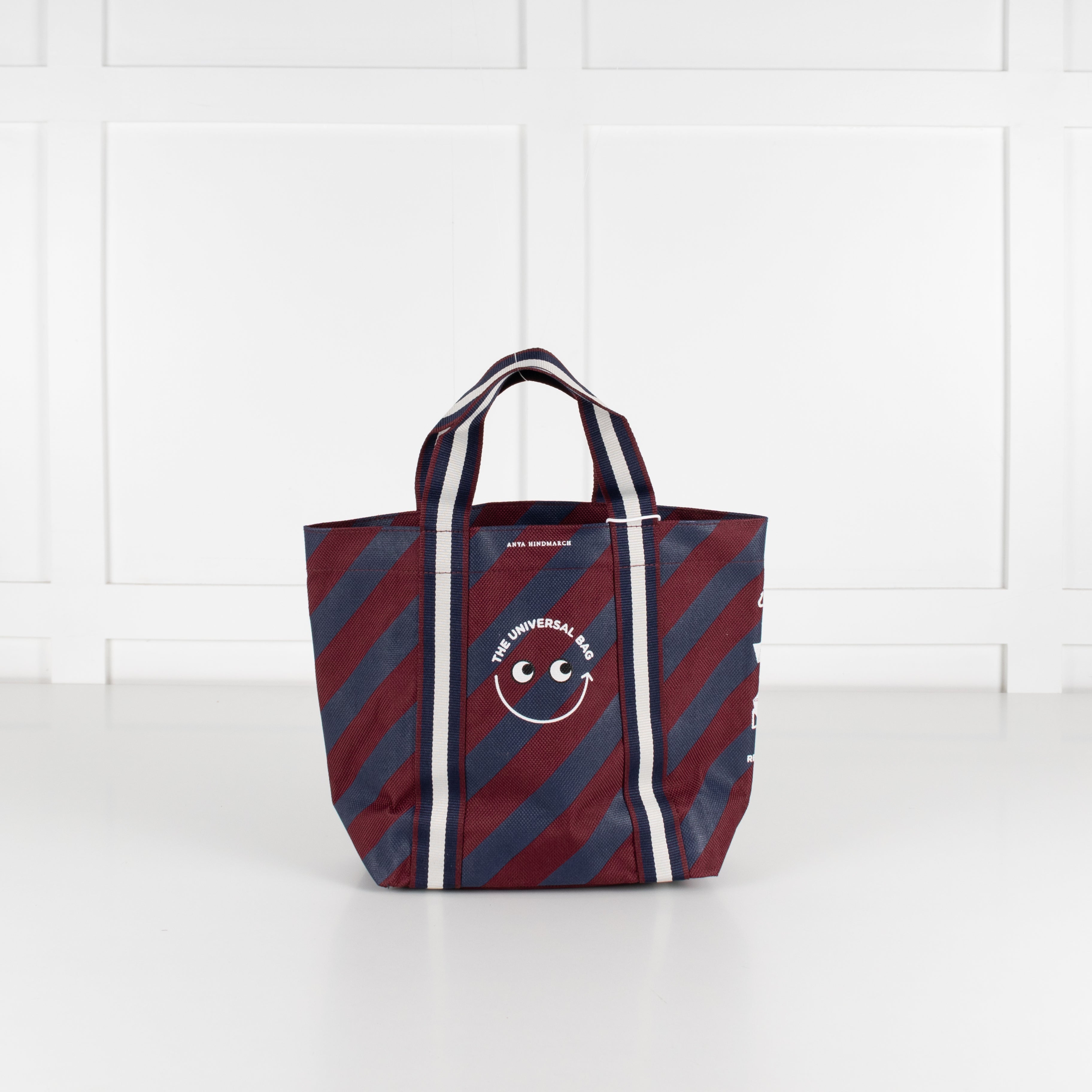 Anya Hindmarch Universal Mini Burgundy & Blue Stripe Bag – Phoenix