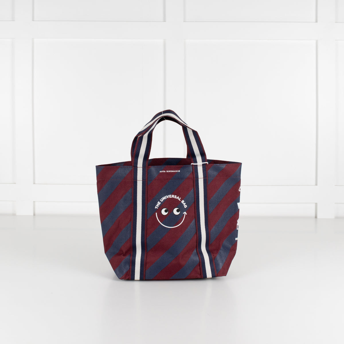 Anya Hindmarch Universal Mini Burgundy & Blue Stripe Bag