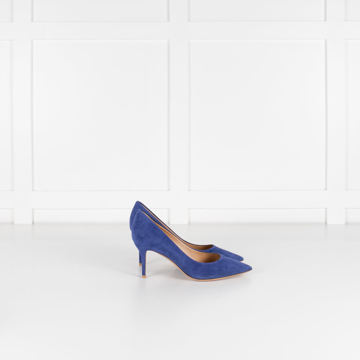 Salvatore Ferragamo Blue Suede Pointed Court Shoe