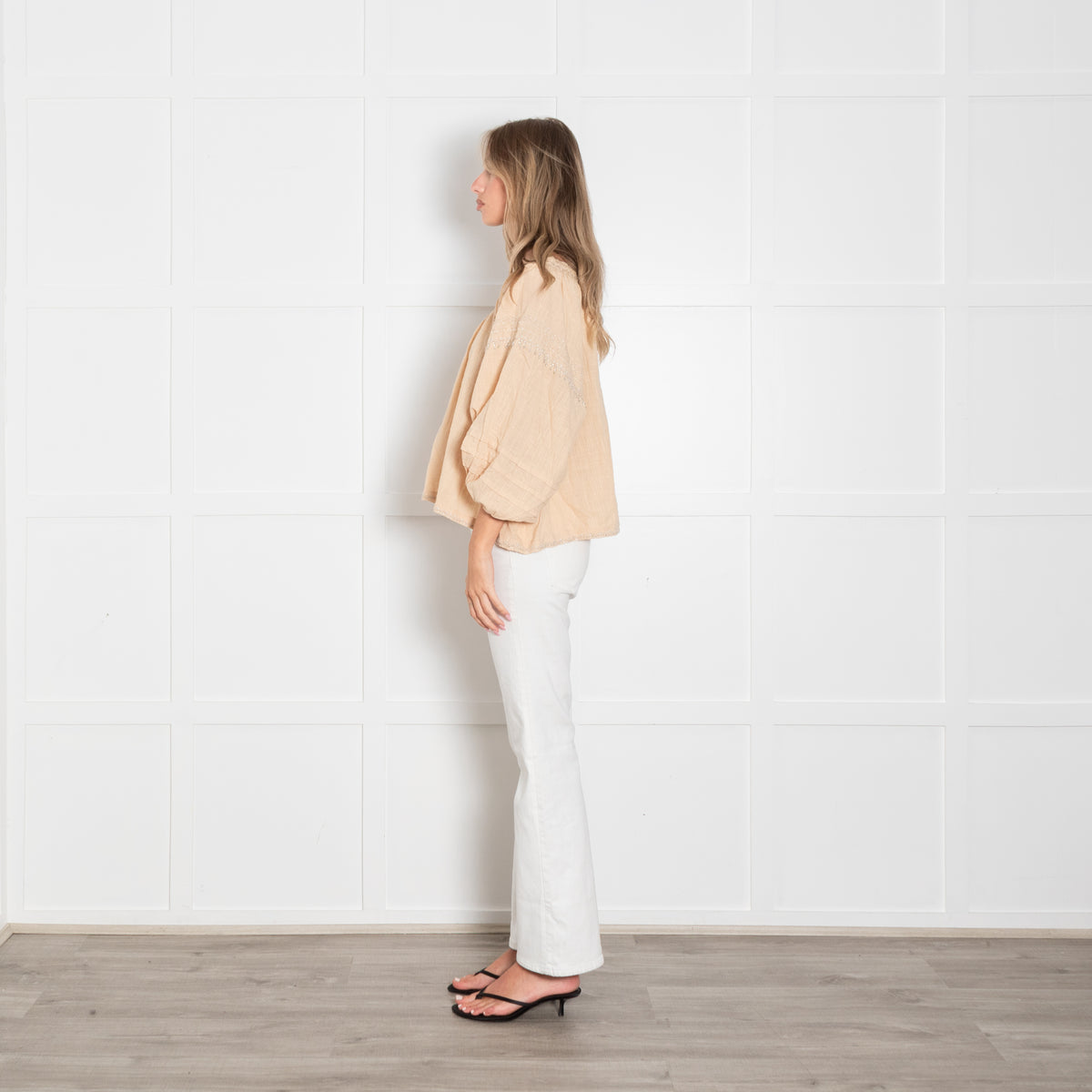Scarlett Poppies Peachy Beige Beaded Top