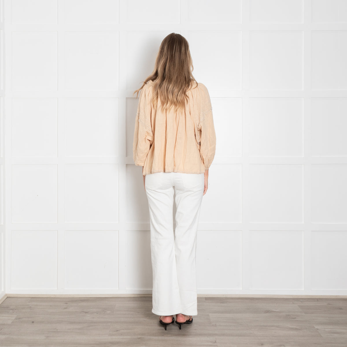 Scarlett Poppies Peachy Beige Beaded Top