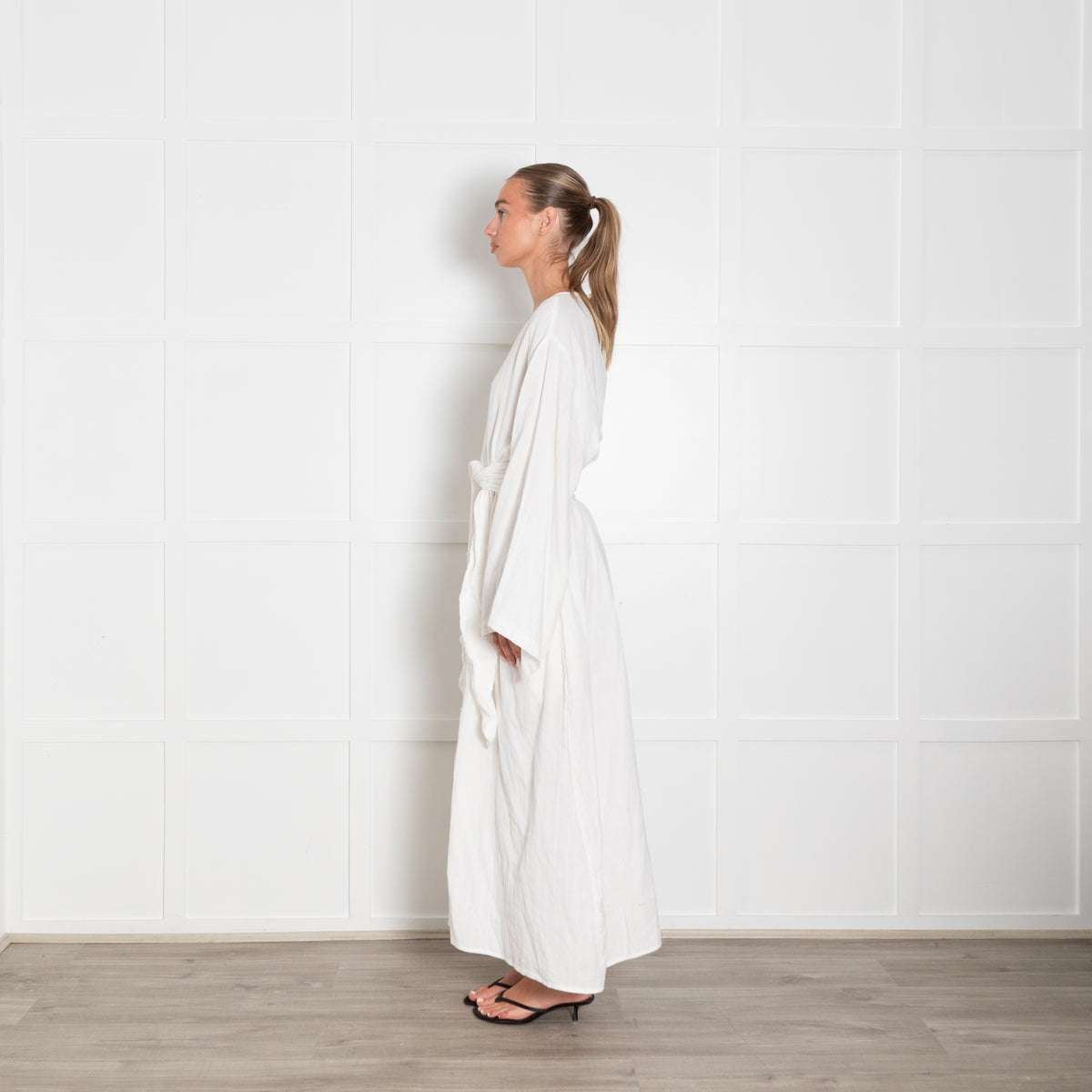 Mara Hoffman White Cotton Long Sleeve Dress With Elasticated Waist