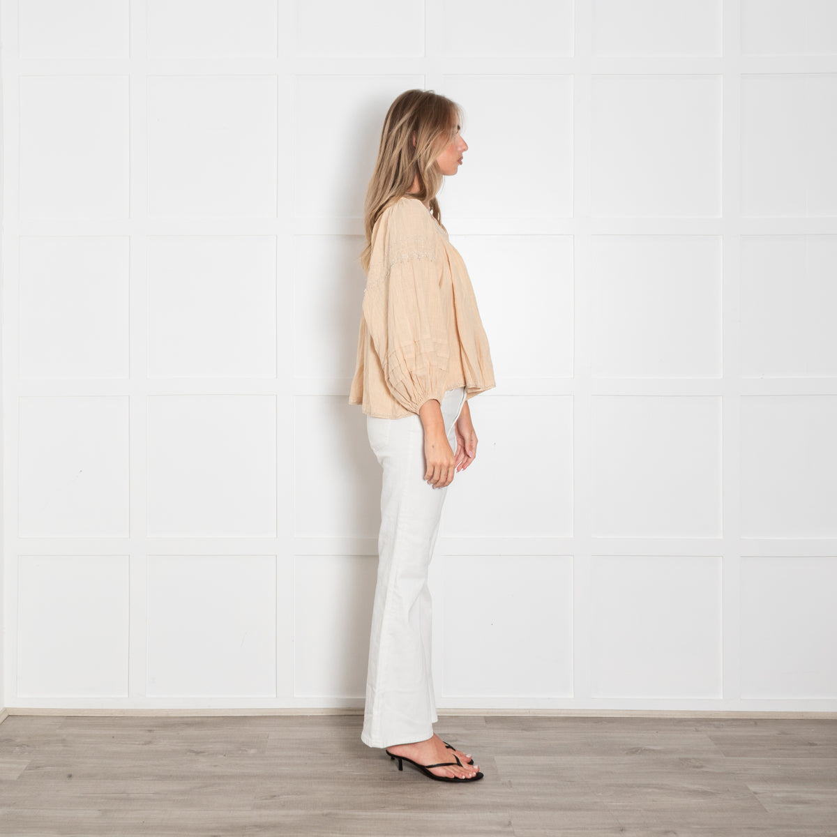 Scarlett Poppies Peachy Beige Beaded Top