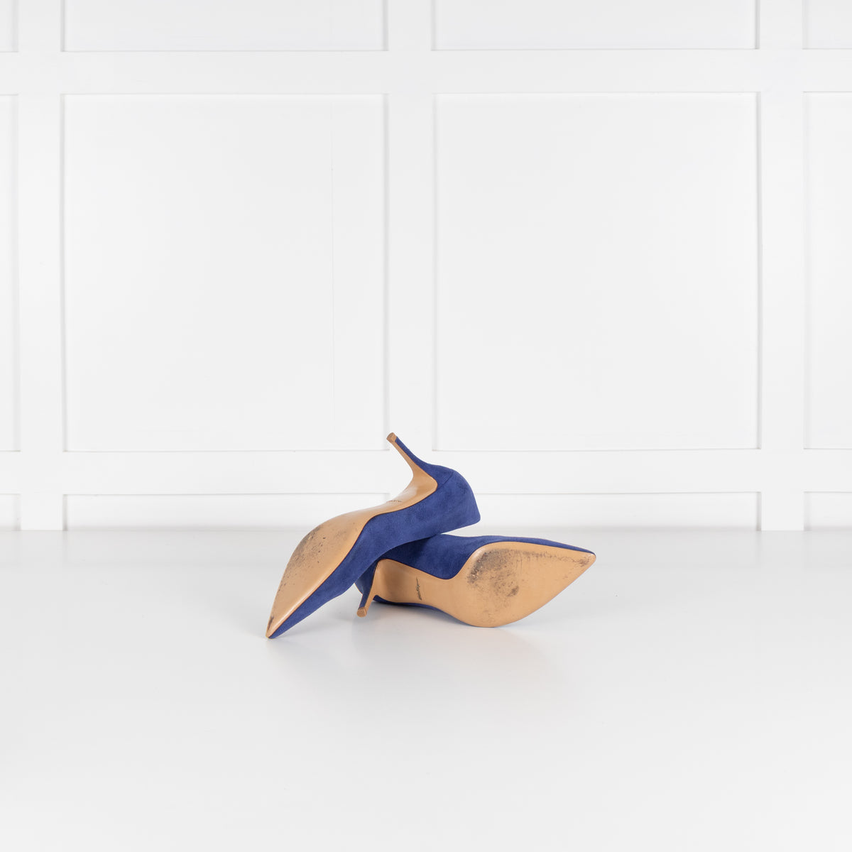 Salvatore Ferragamo Blue Suede Pointed Court Shoe