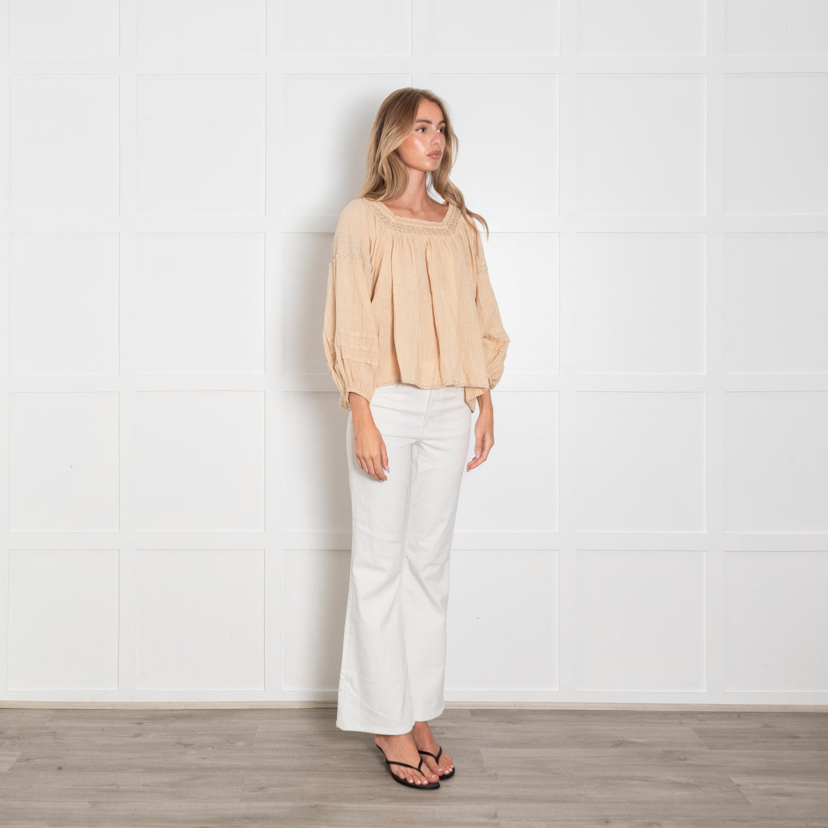 Scarlett Poppies Peachy Beige Beaded Top