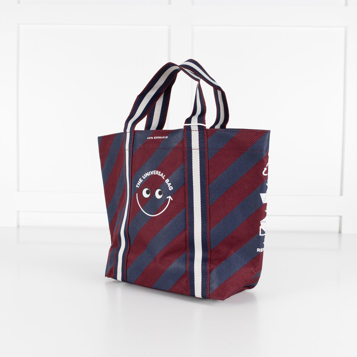 Anya Hindmarch Universal Mini Burgundy & Blue Stripe Bag