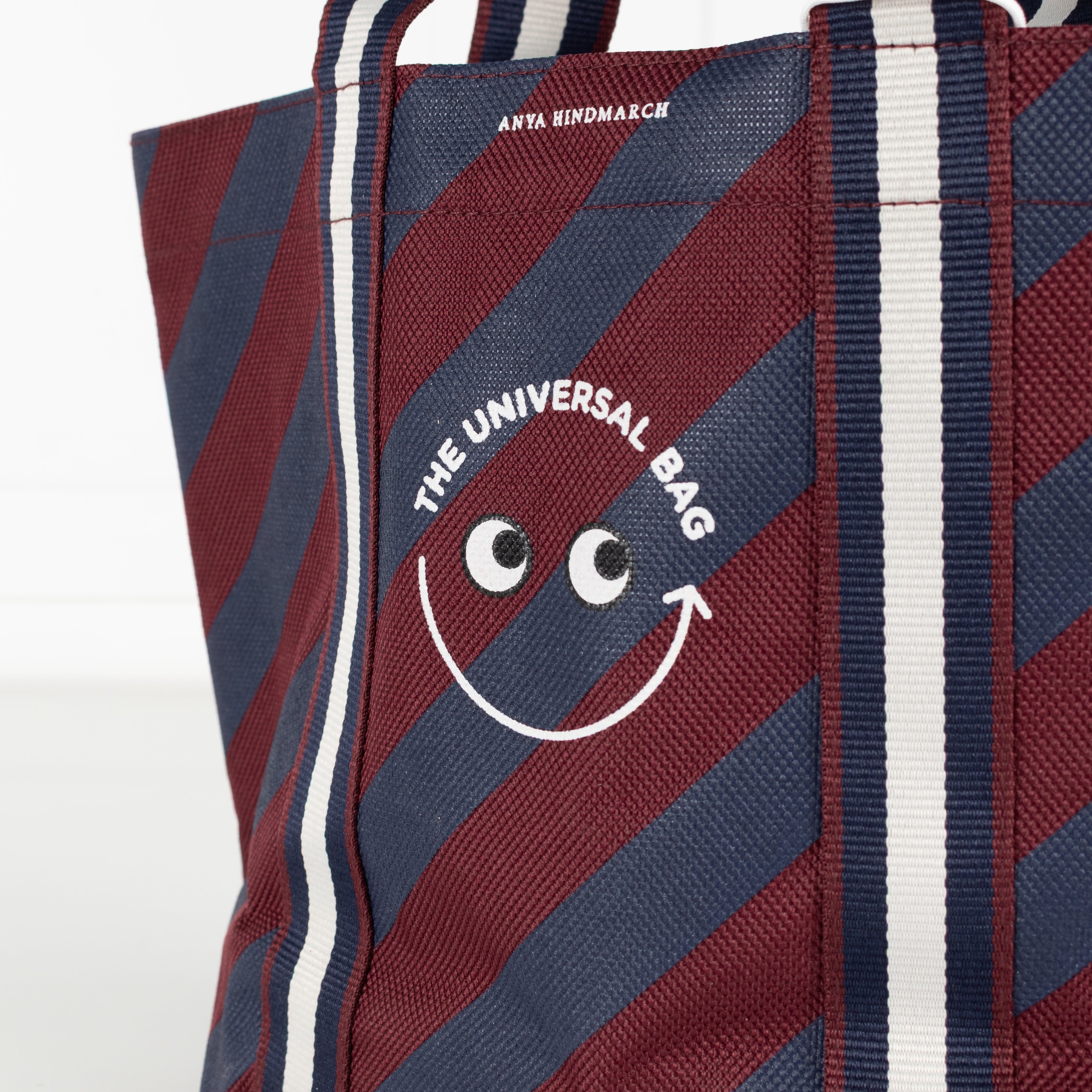 Anya Hindmarch Universal Mini Burgundy & Blue Stripe Bag – Phoenix