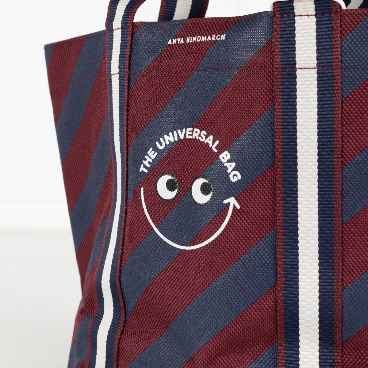 Anya Hindmarch Universal Mini Burgundy & Blue Stripe Bag