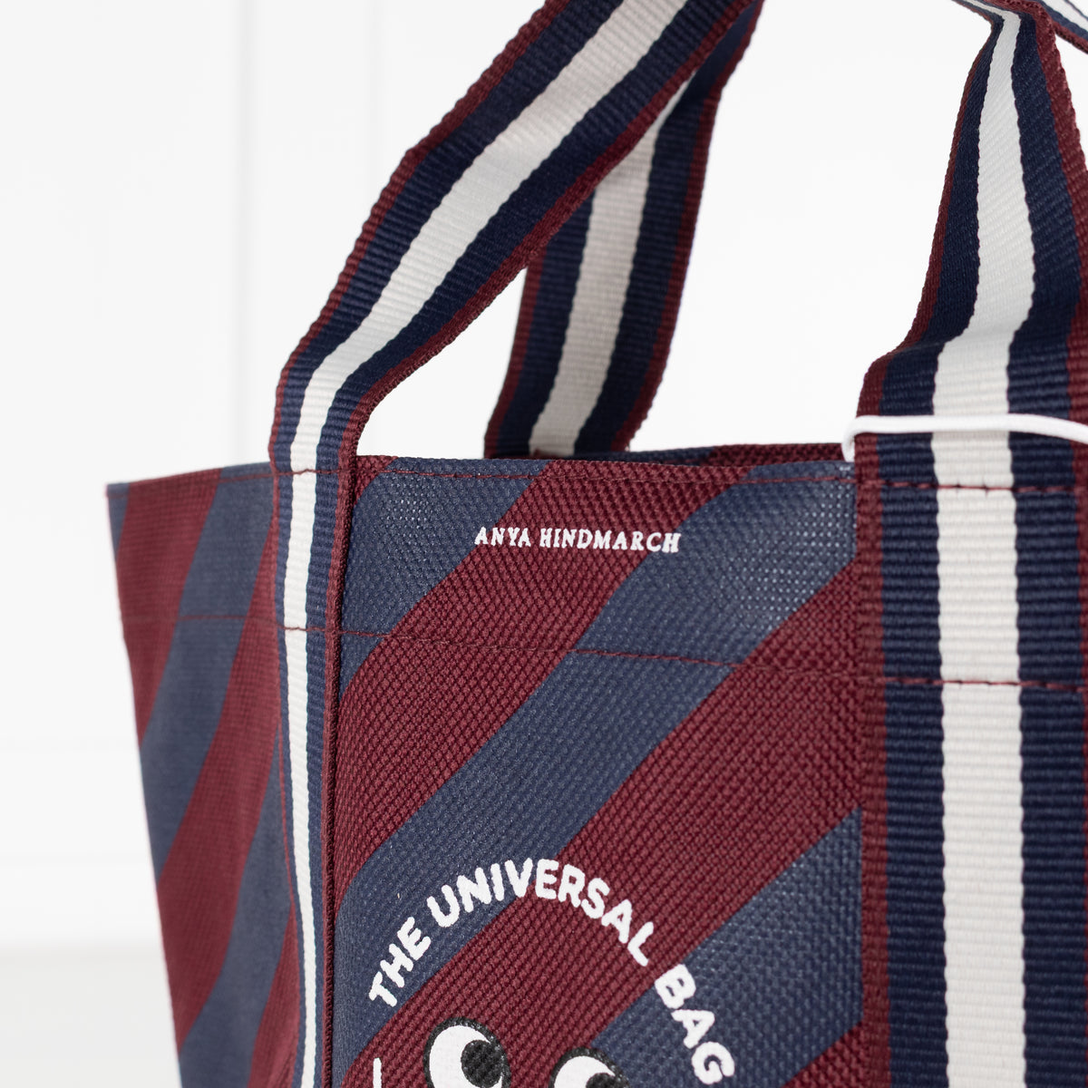 Anya Hindmarch Universal Mini Burgundy & Blue Stripe Bag