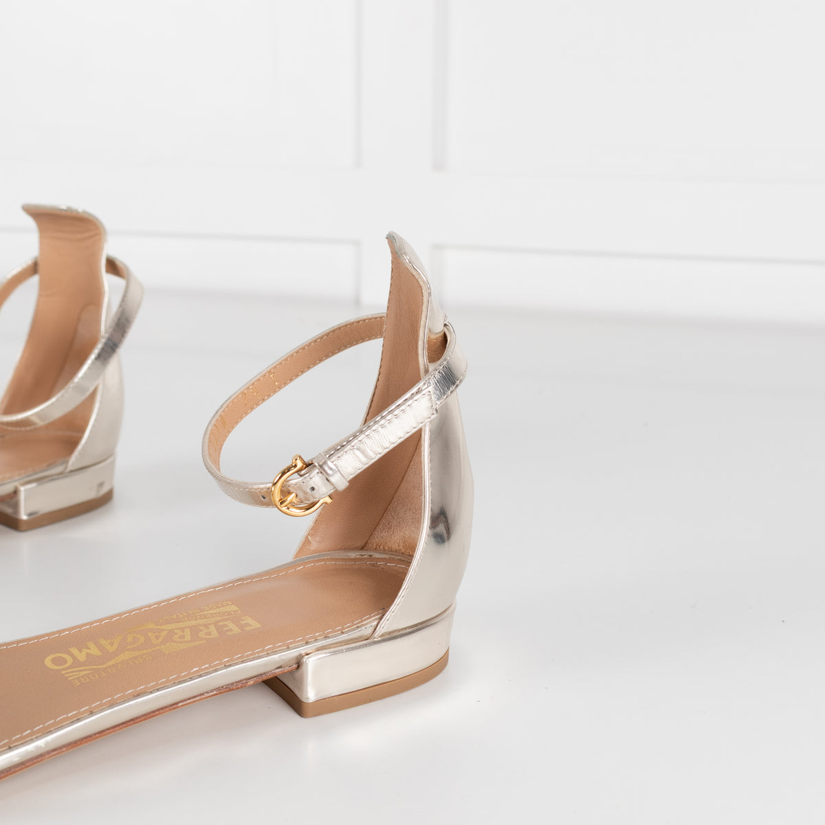 Salvatore Ferragamo Gold Flat Sandals