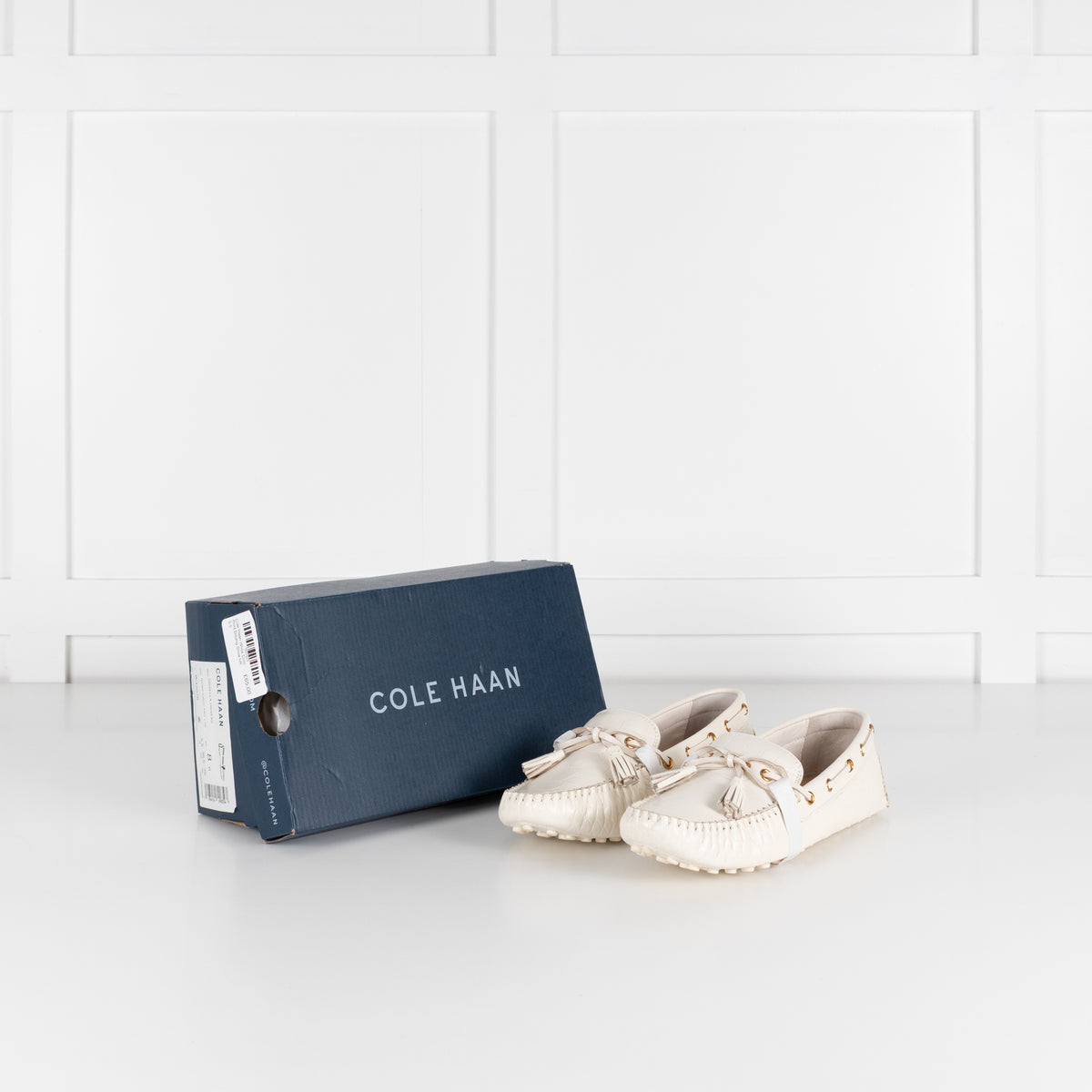 Cole Haan White Croc Print Driving Shoe