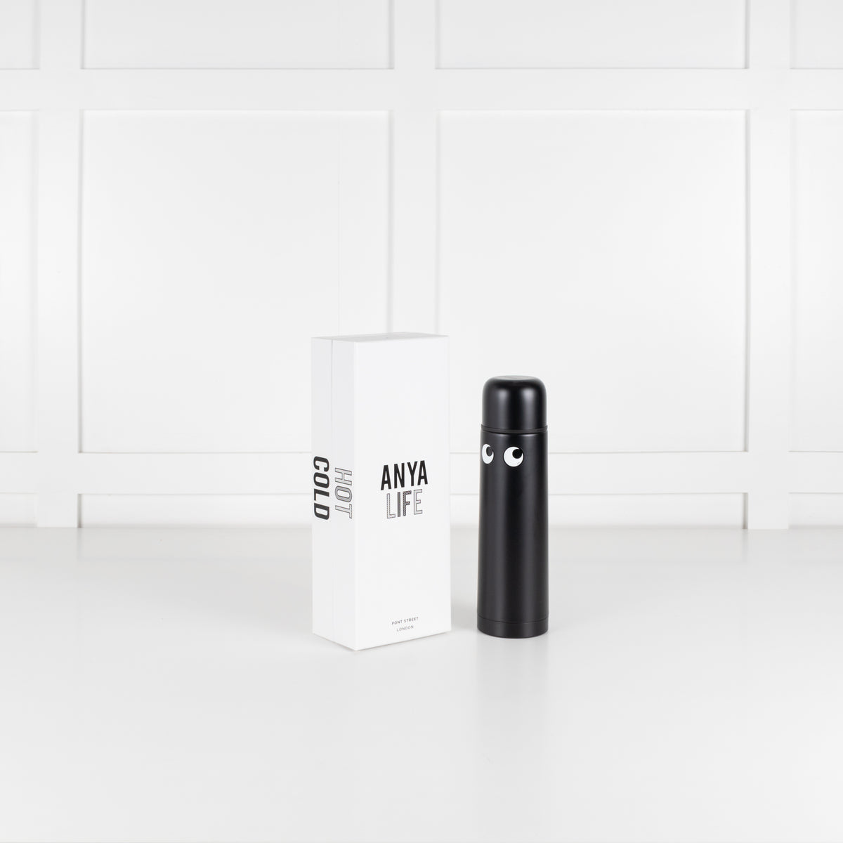 Anya Hindmarch Eyes in Black Stainless Steel Flask