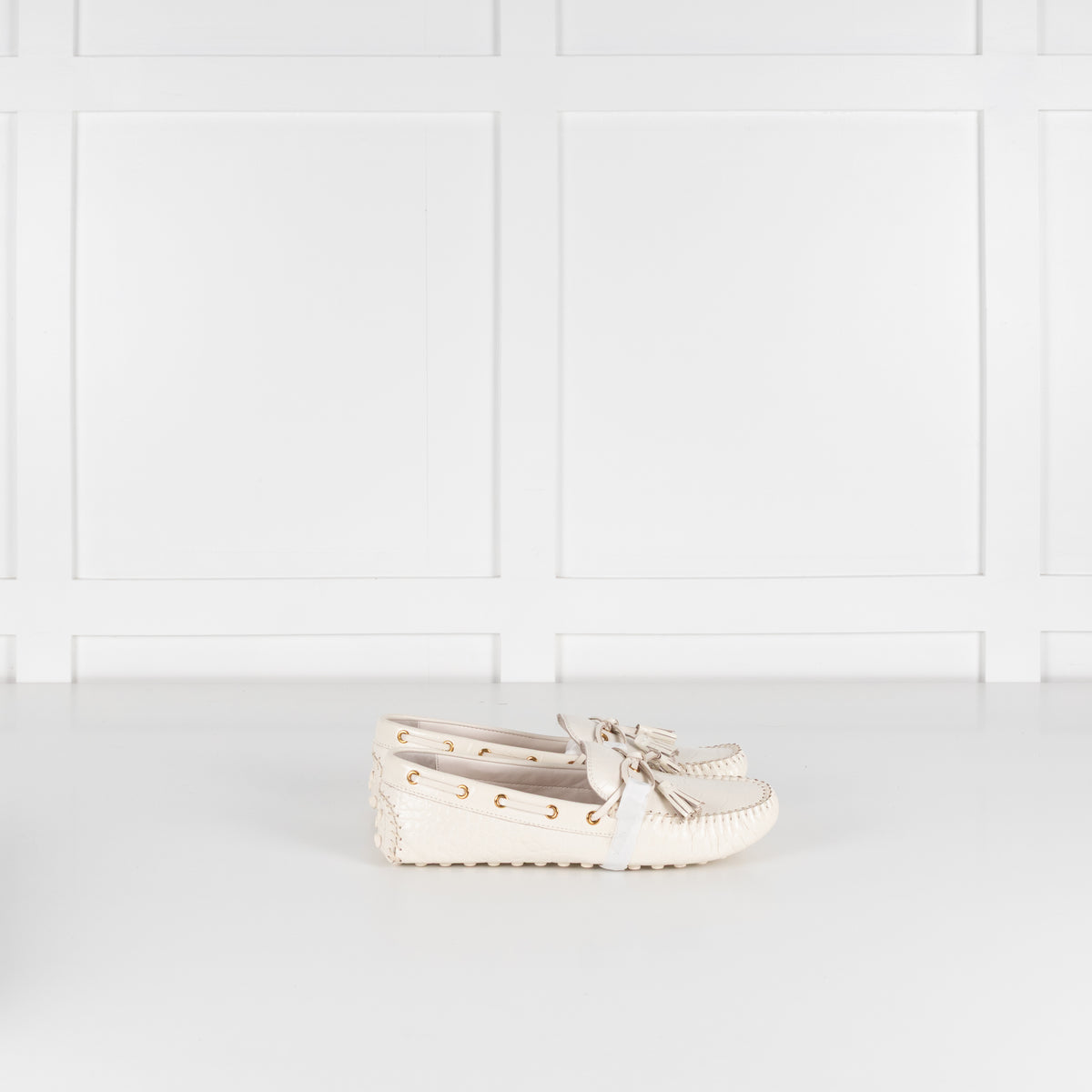 Cole Haan White Croc Print Driving Shoe