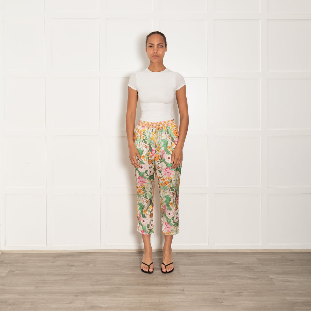DevotionTwins Floral Lily Diamond Silky Trousers