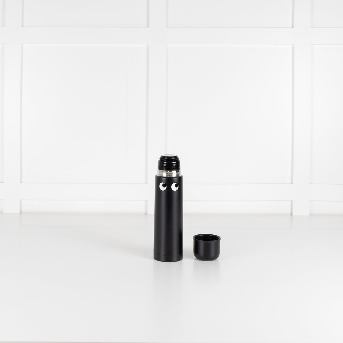 Anya Hindmarch Eyes in Black Stainless Steel Flask