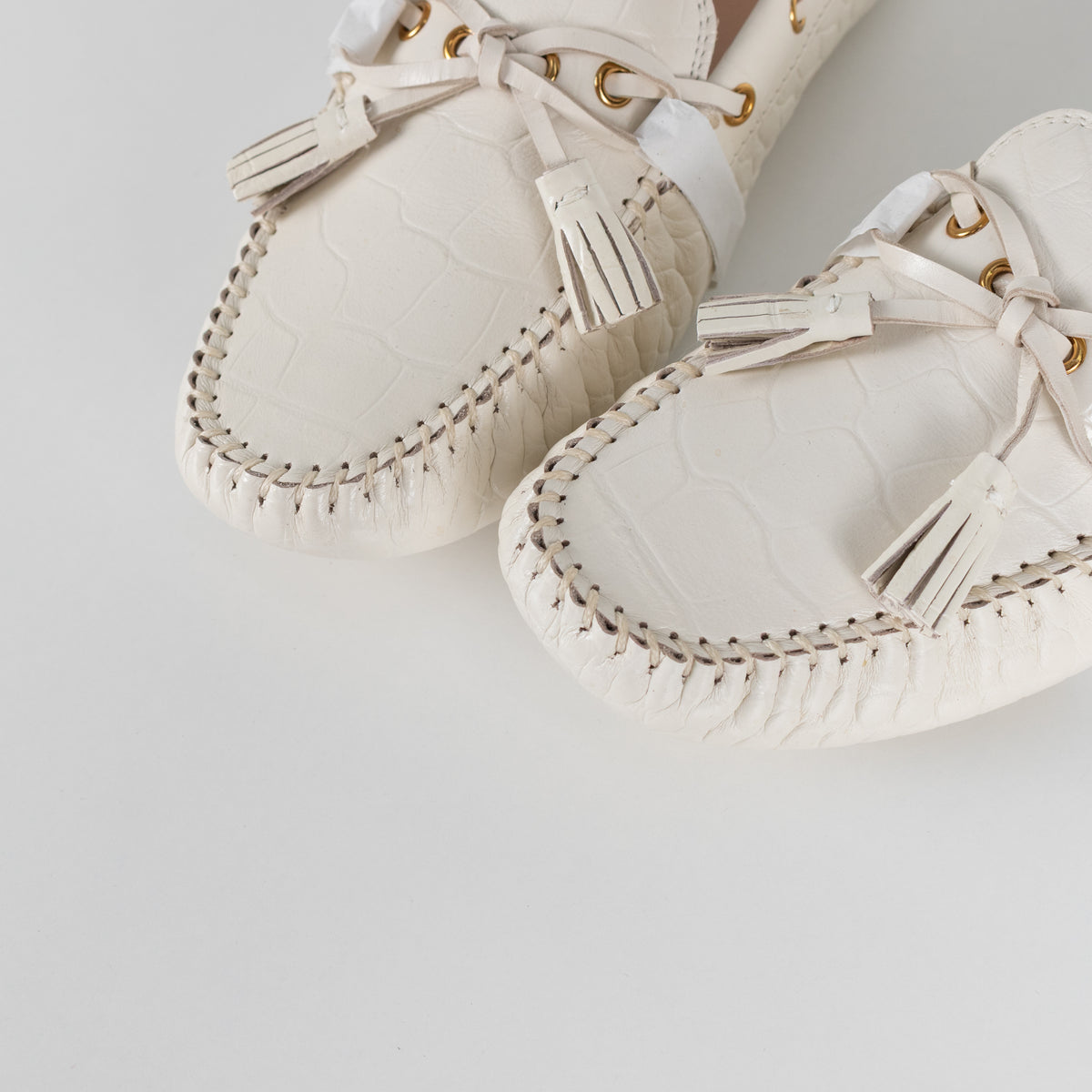 Cole Haan White Croc Print Driving Shoe