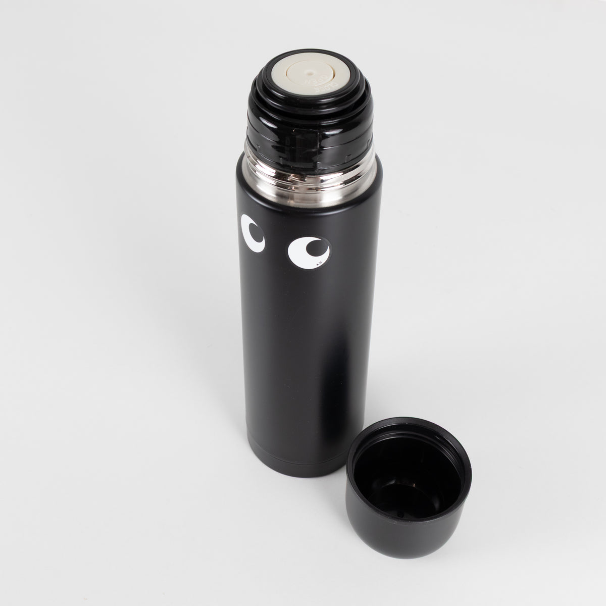 Anya Hindmarch Eyes in Black Stainless Steel Flask