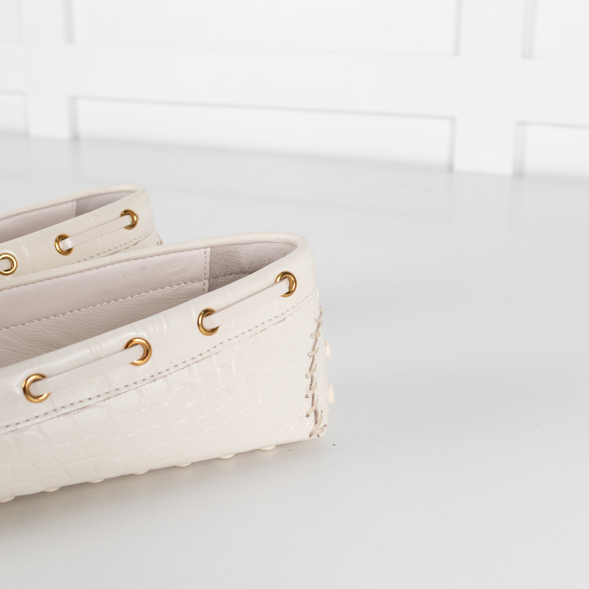 Cole Haan White Croc Print Driving Shoe