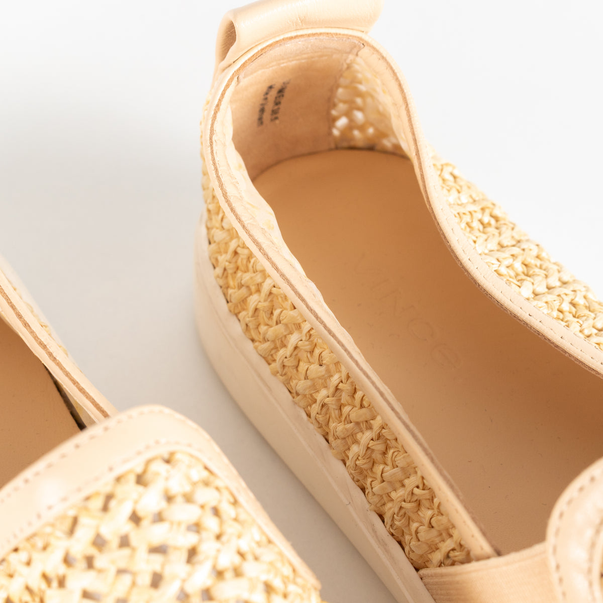 Vince Beige Blair Raffia Slip On Shoes
