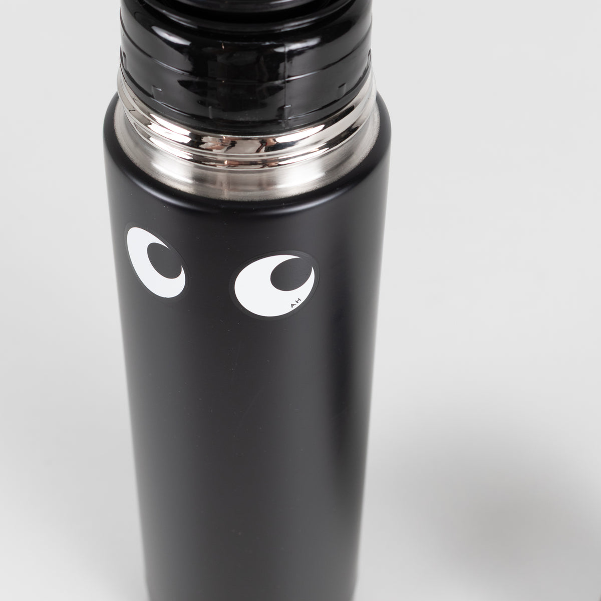 Anya Hindmarch Eyes in Black Stainless Steel Flask