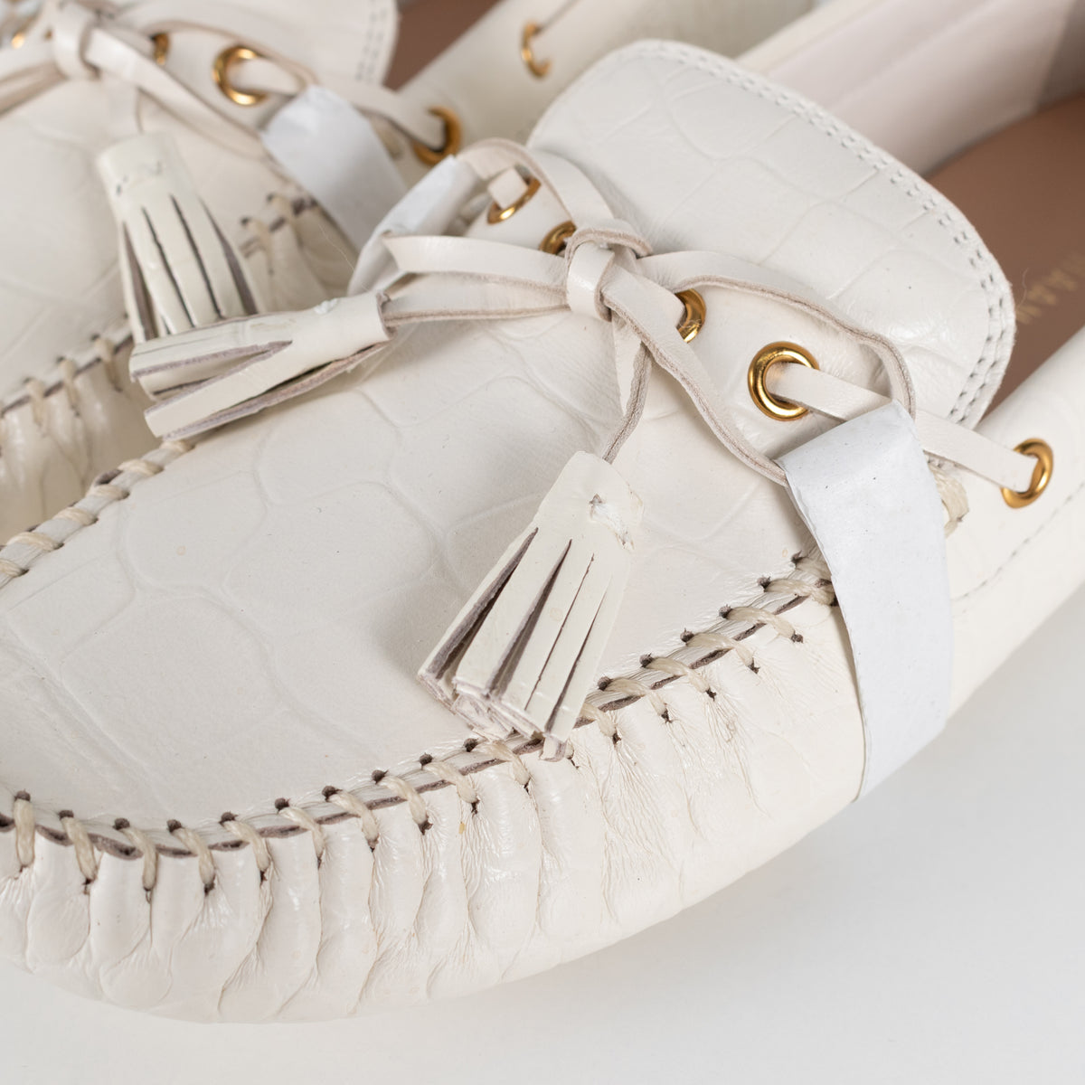 Cole Haan White Croc Print Driving Shoe