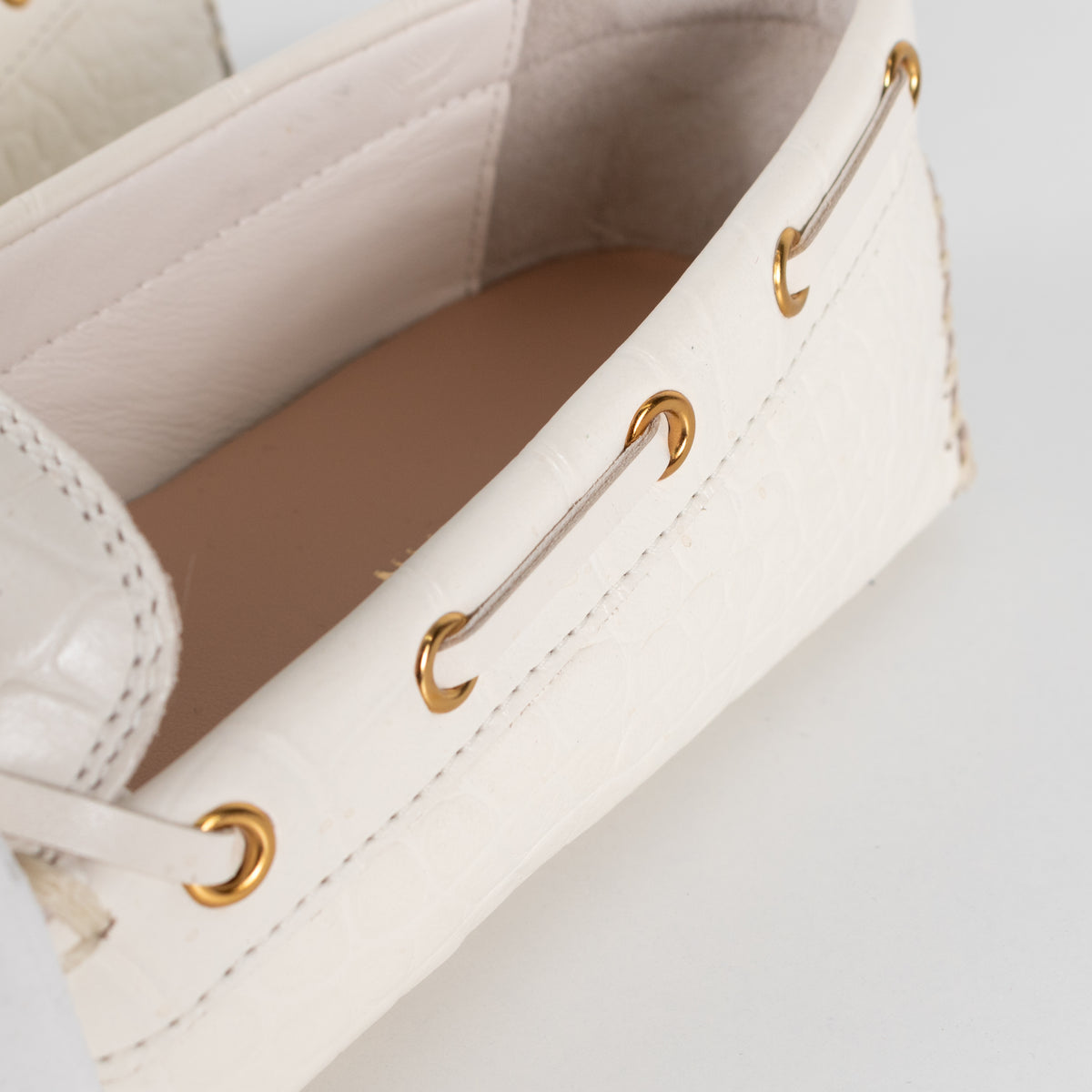 Cole Haan White Croc Print Driving Shoe
