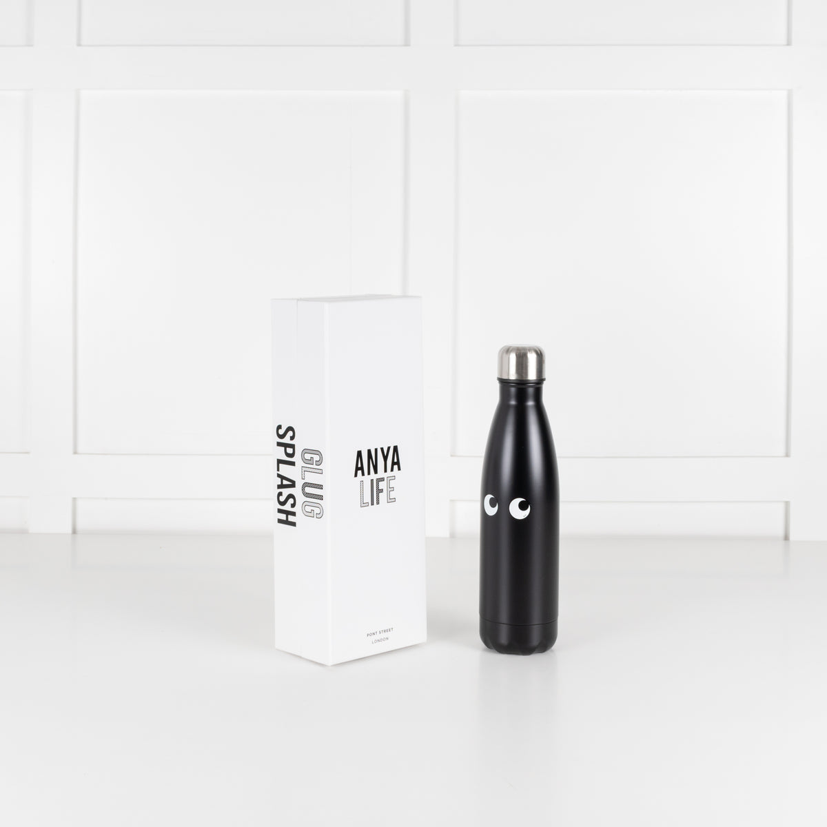 Anya Hindmarch Eyes in Black Stainless Steel Water Bottle