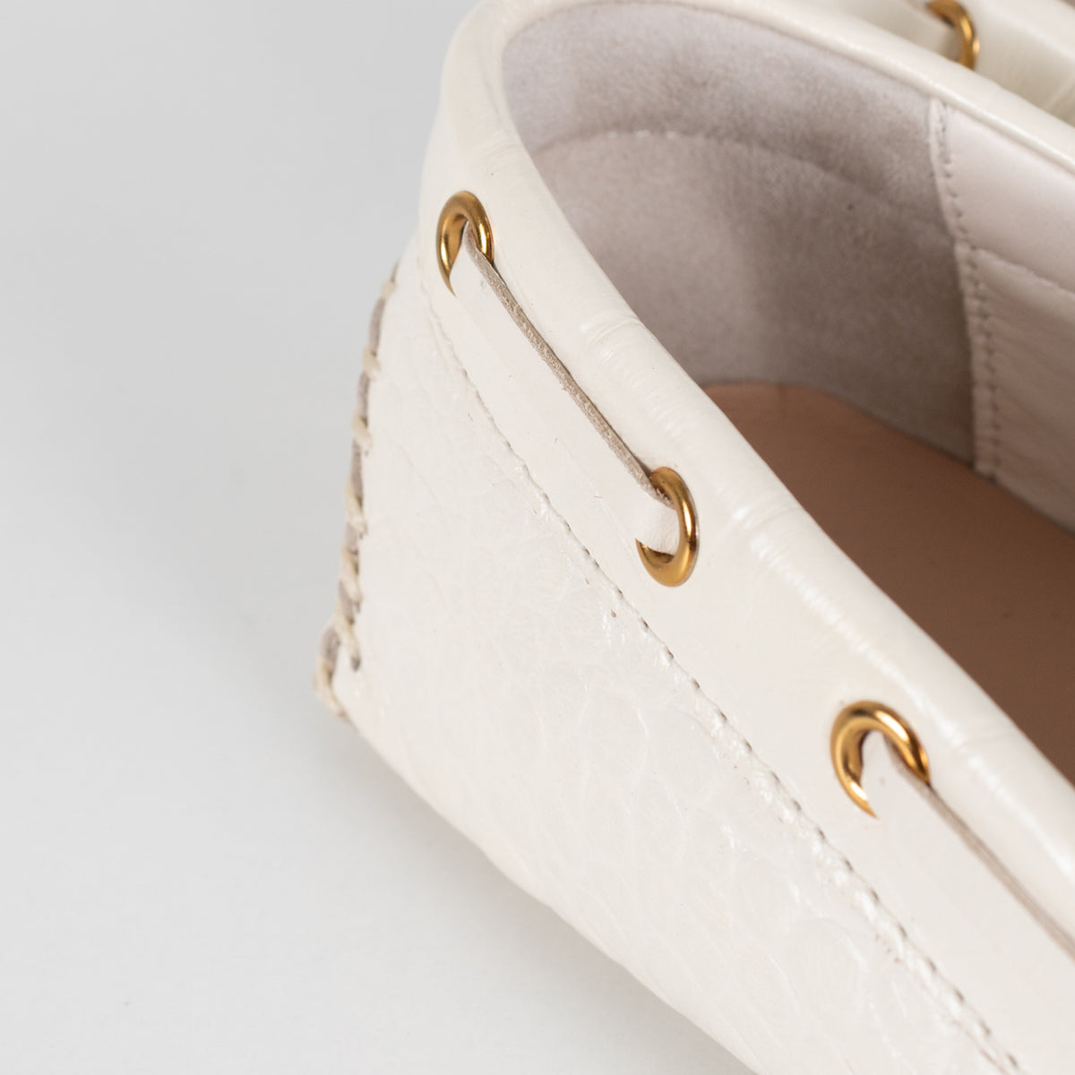 Cole Haan White Croc Print Driving Shoe