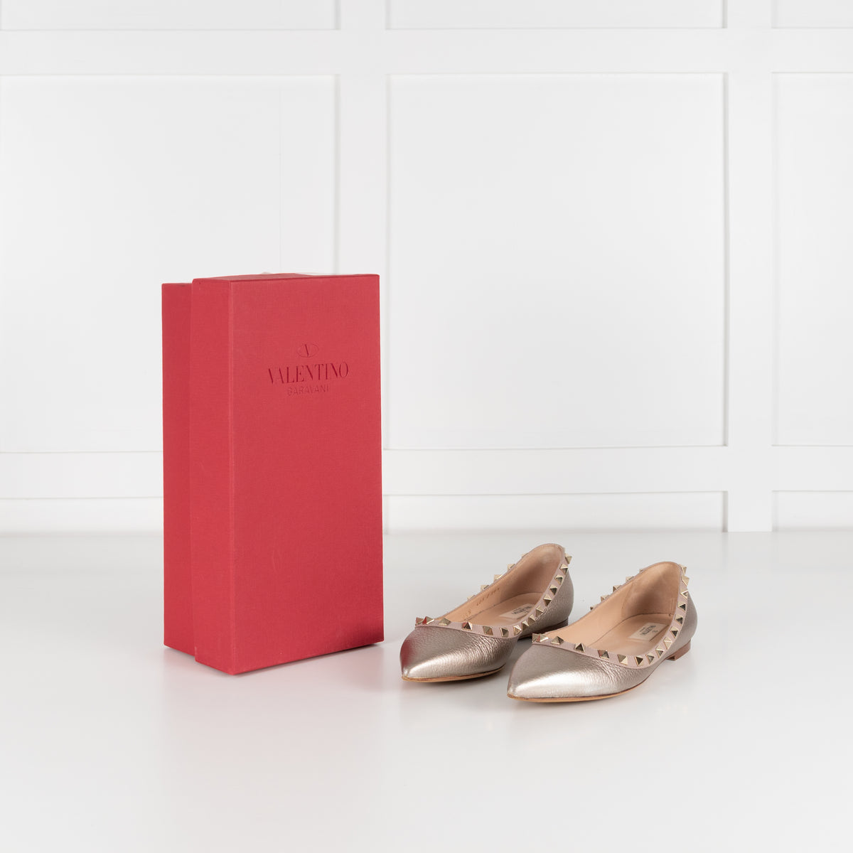 Valentino Garavani Gold Pointed Toe Flat Shoe