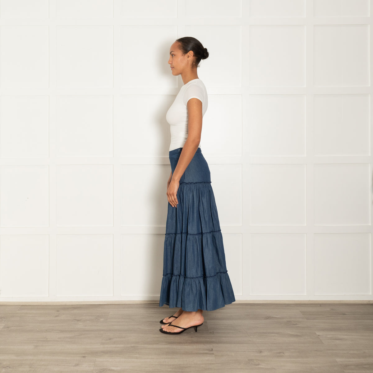 Lexy London Blue Denim Tiered Skirt