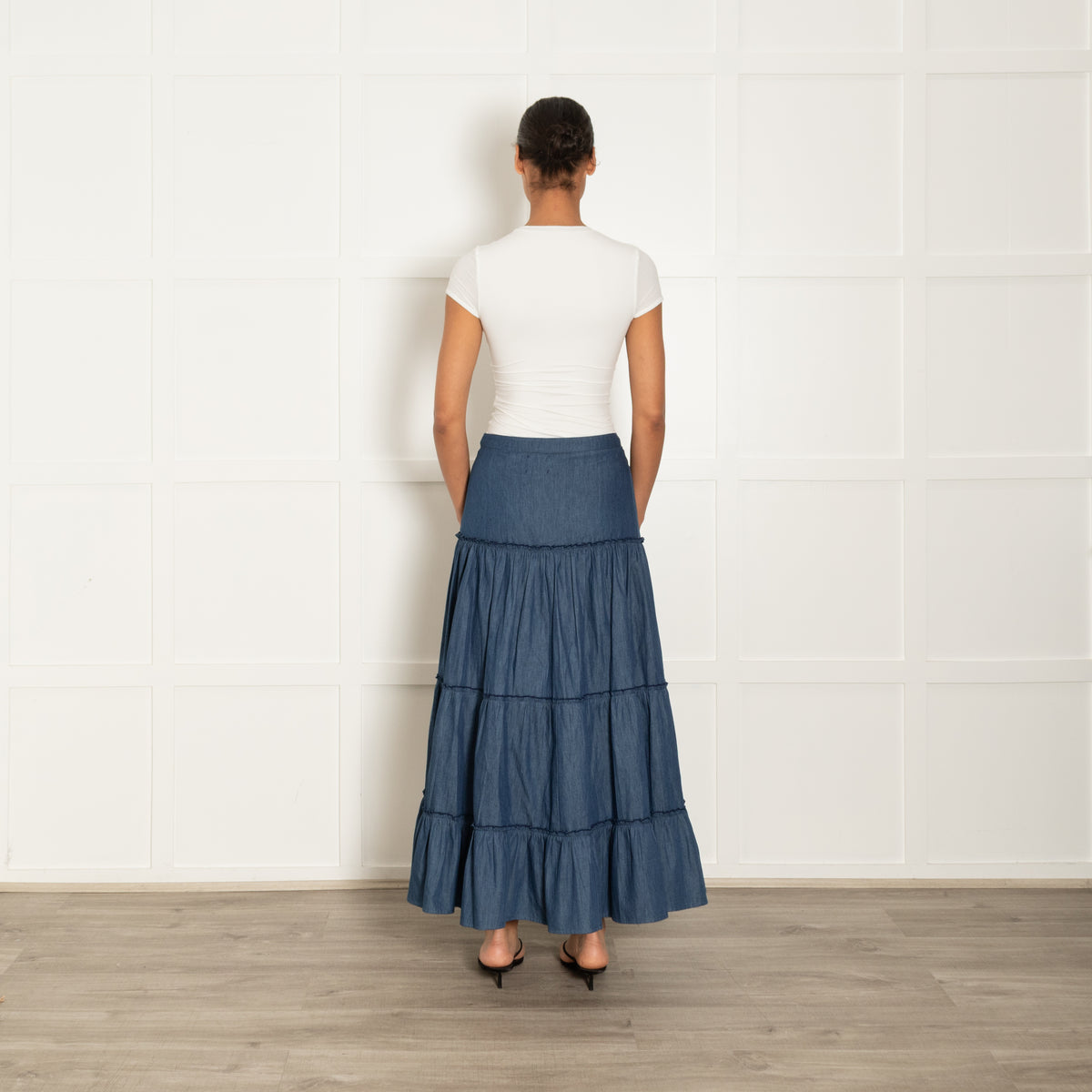 Lexy London Blue Denim Tiered Skirt