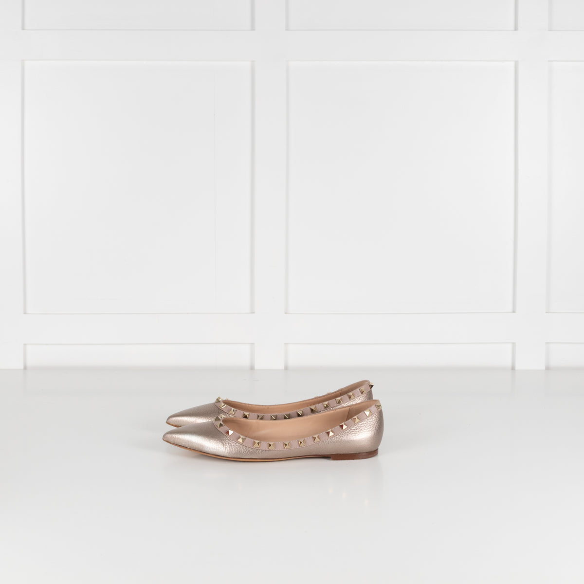 Valentino Garavani Gold Pointed Toe Flat Shoe