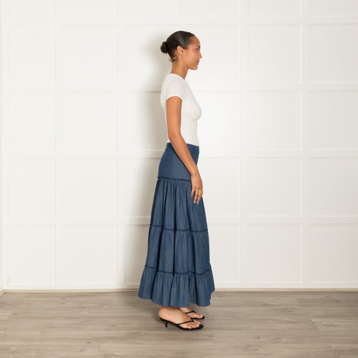 Lexy London Blue Denim Tiered Skirt