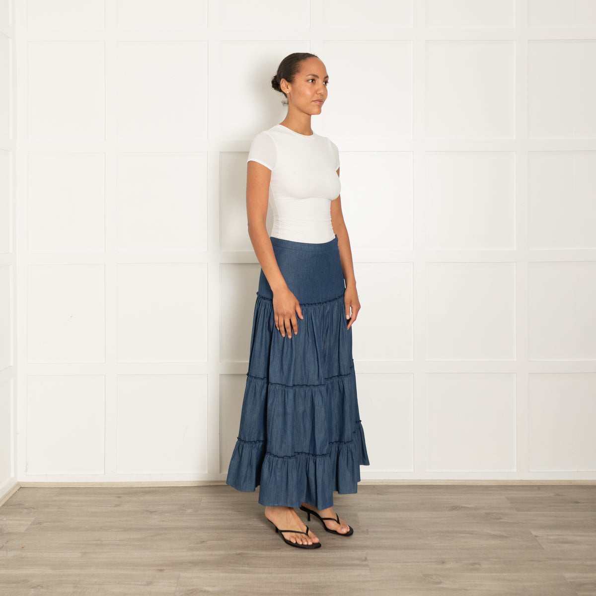 Lexy London Blue Denim Tiered Skirt