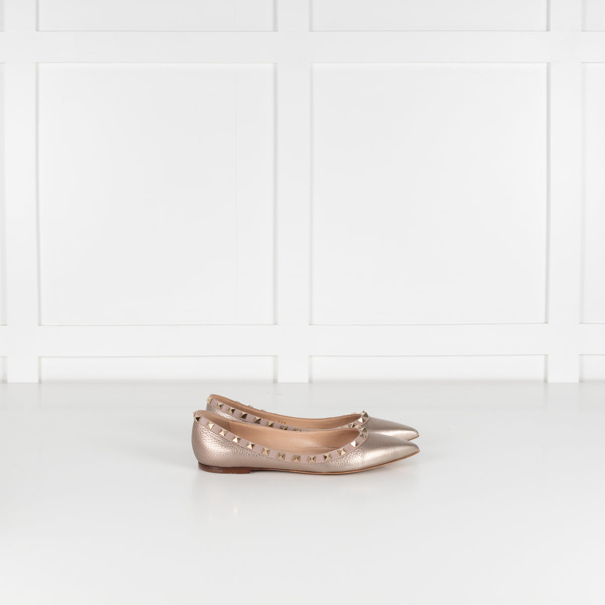 Valentino Garavani Gold Pointed Toe Flat Shoe