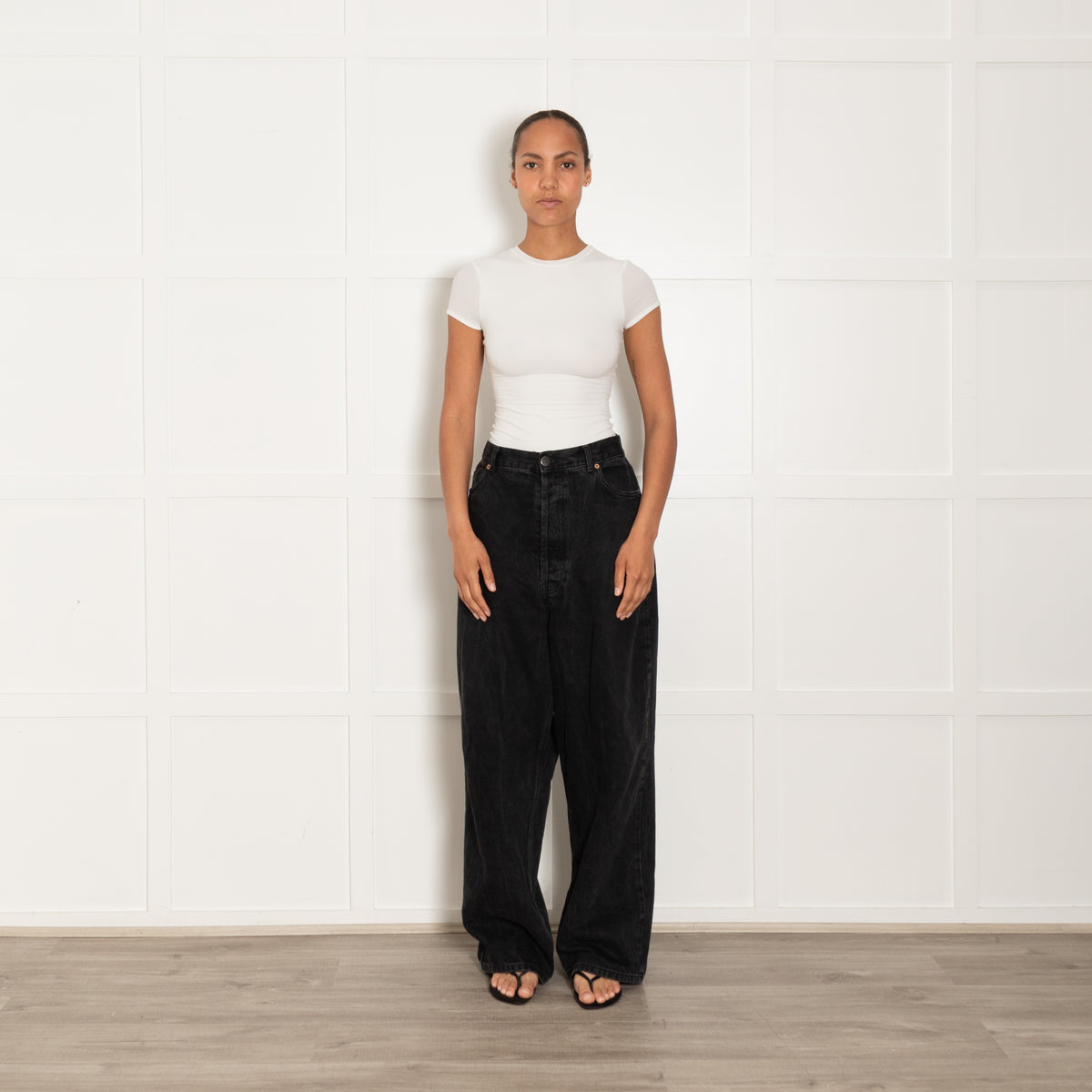 Raey Black Denim Boyfriend Cut Oversized Jeans