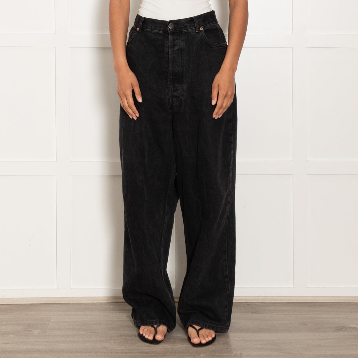 Raey Black Denim Boyfriend Cut Oversized Jeans
