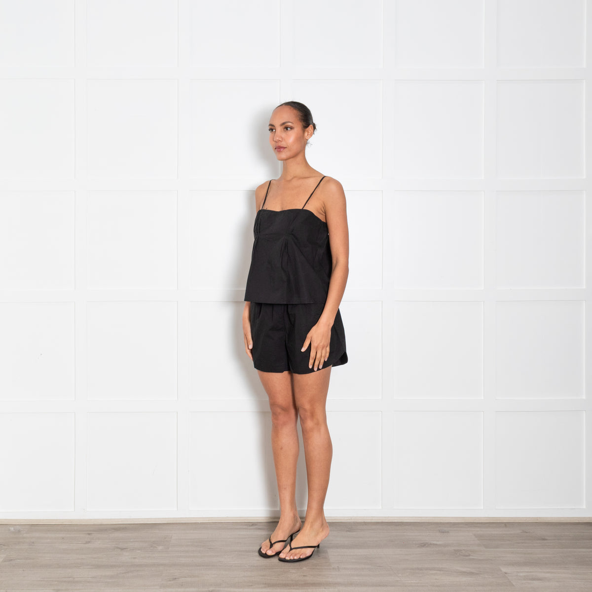 Deiji Studios Black Cotton Short and Top Set