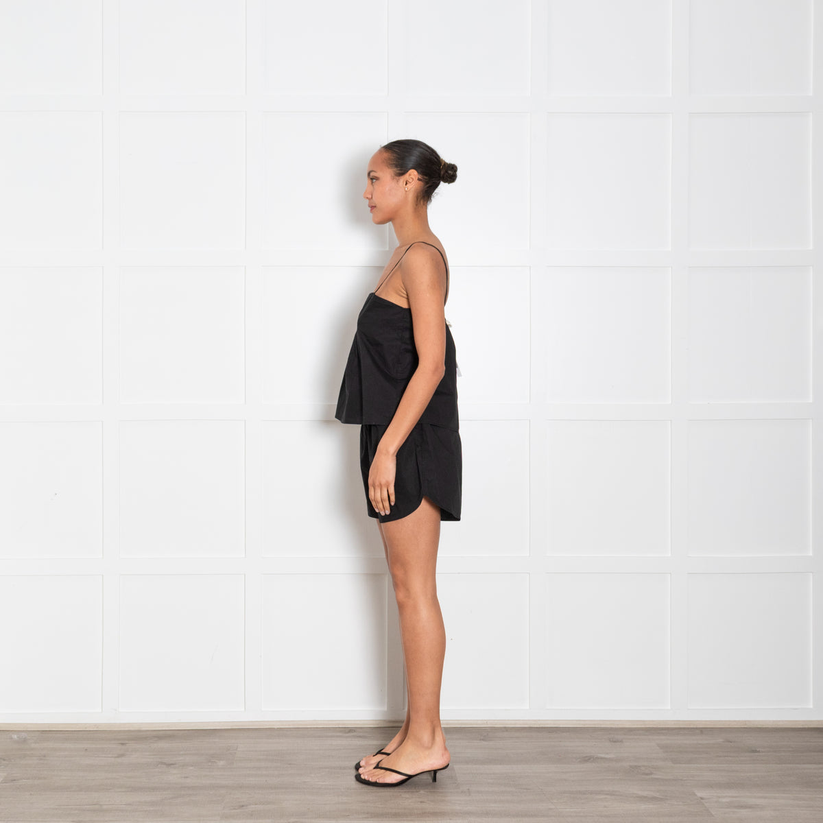 Deiji Studios Black Cotton Short and Top Set