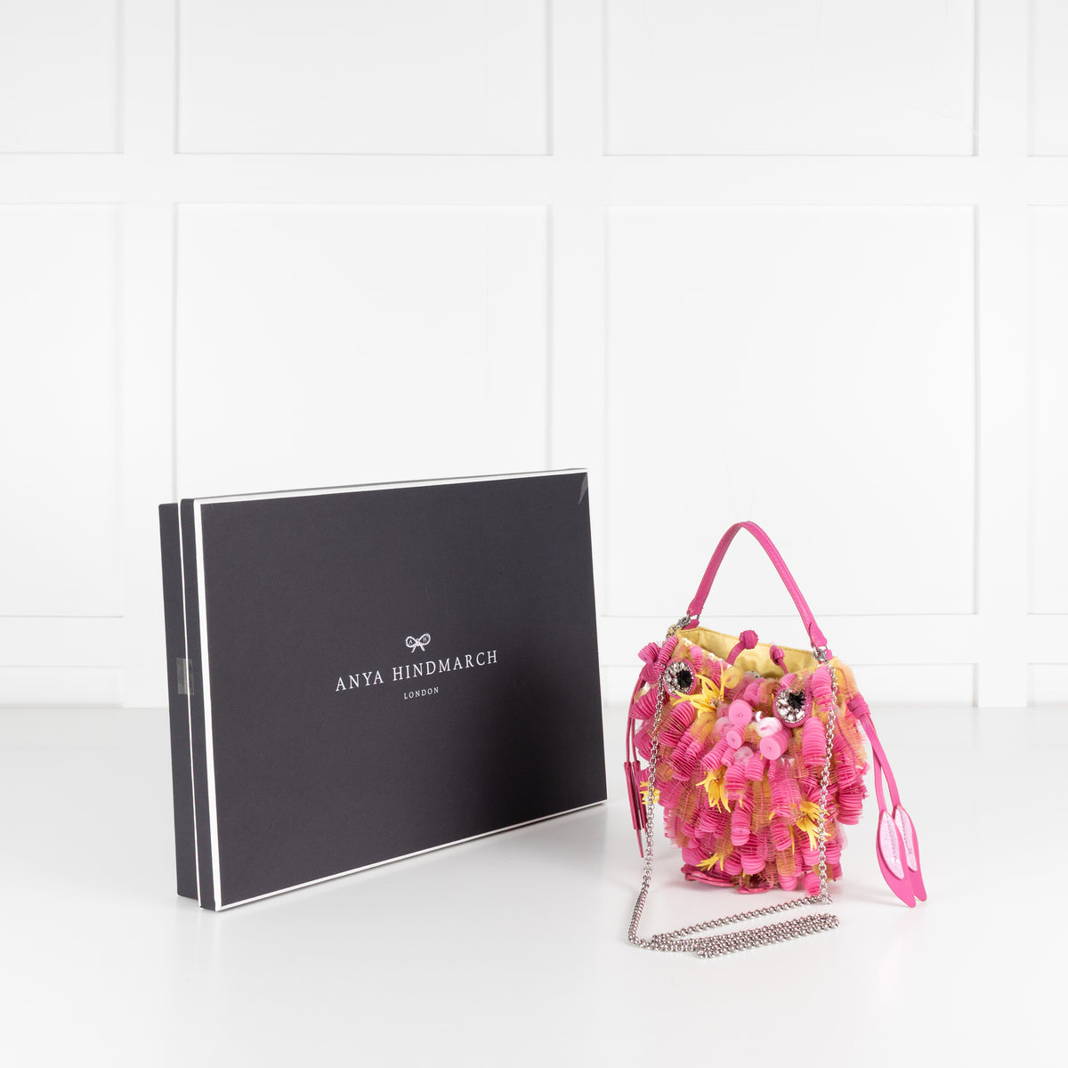 Anya Hindmarch Embellished Fish In Lime Satin Bag