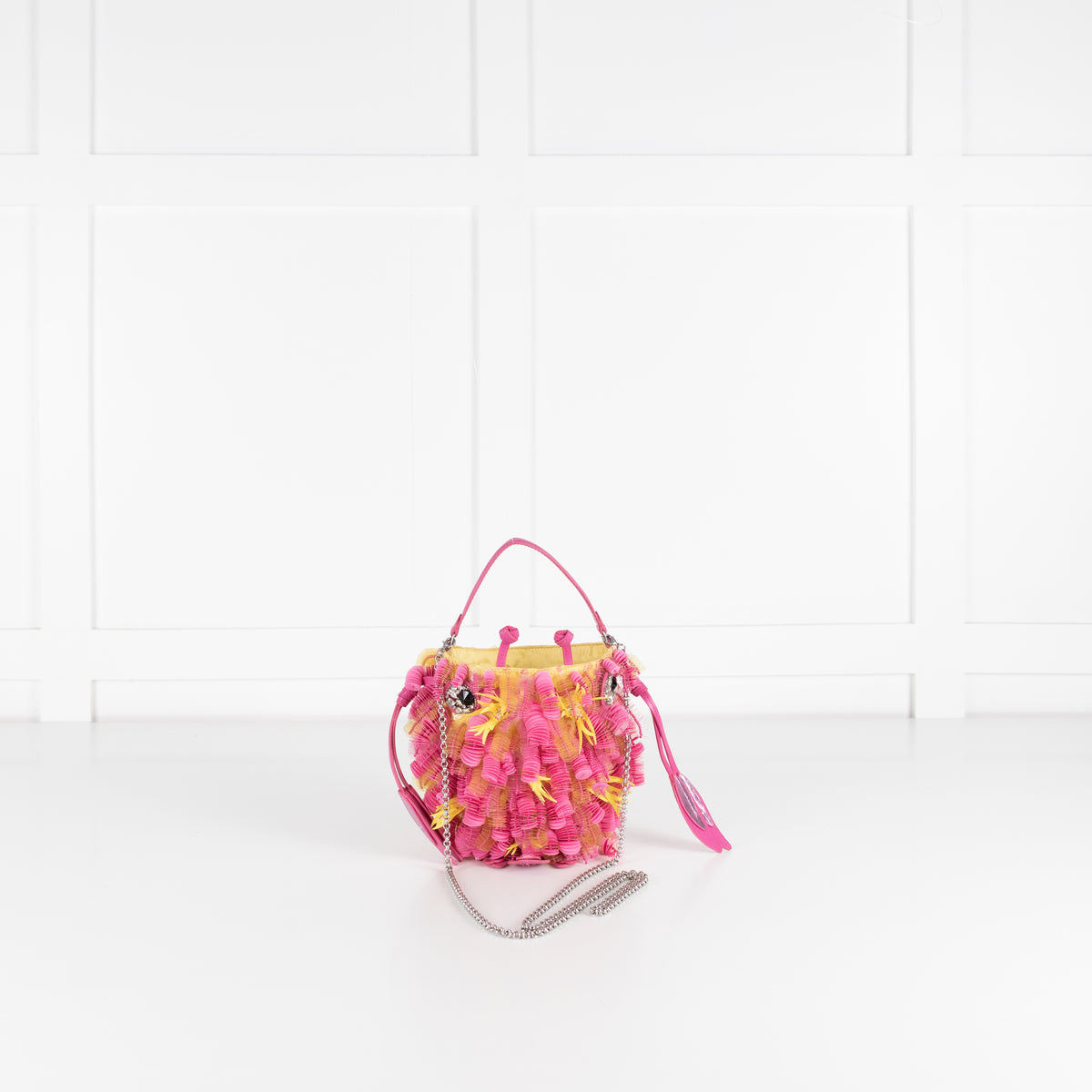 Anya Hindmarch Embellished Fish In Lime Satin Bag