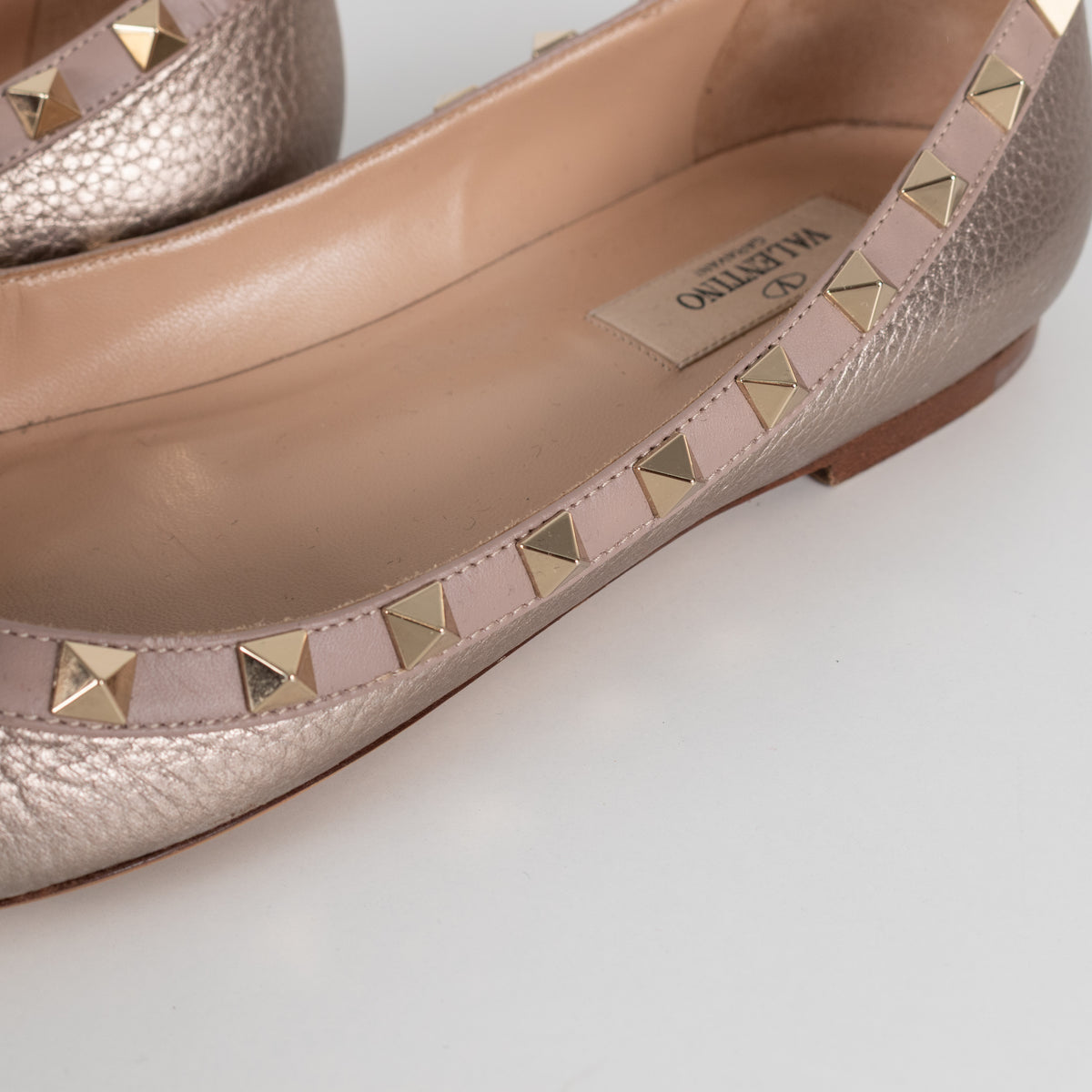 Valentino Garavani Gold Pointed Toe Flat Shoe