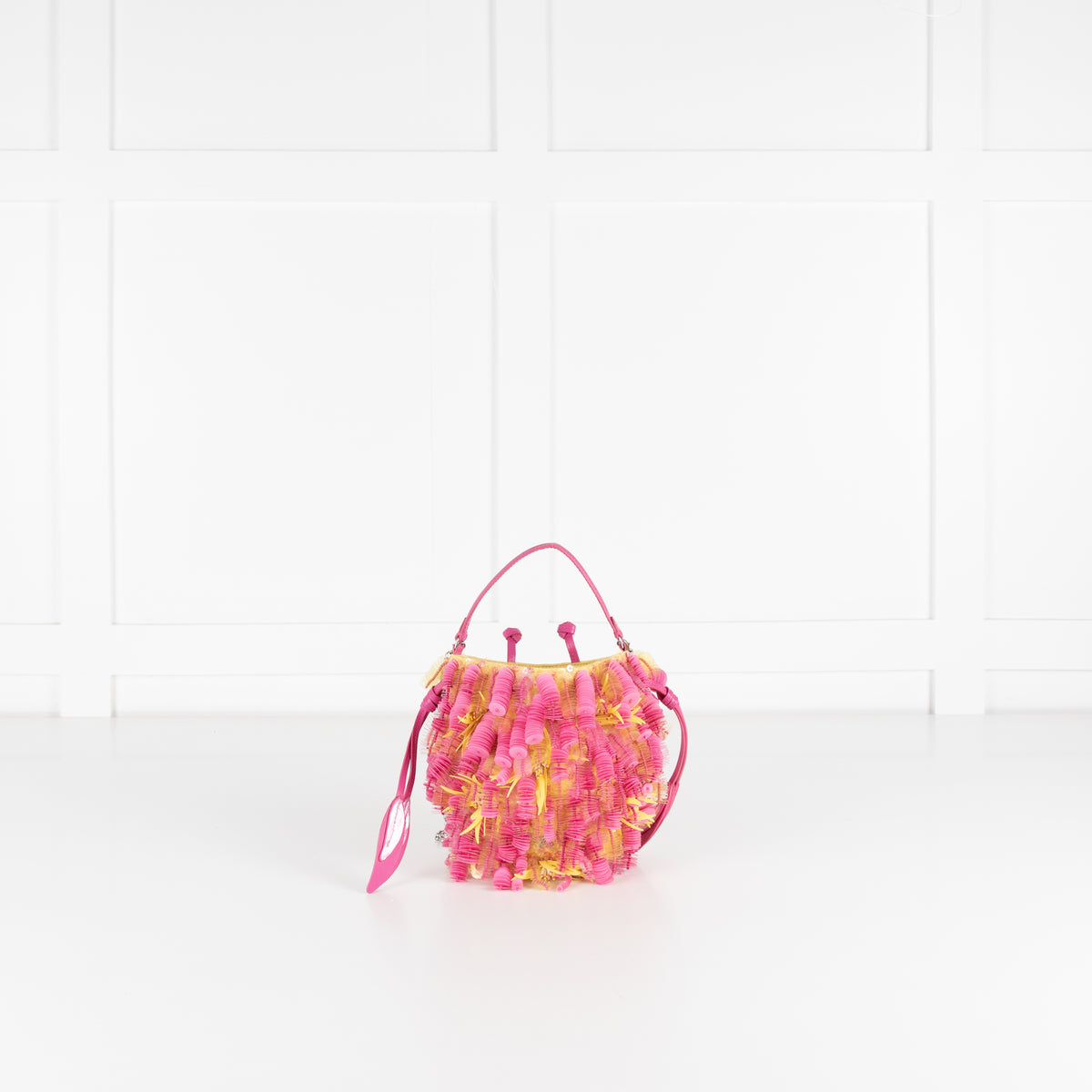 Anya Hindmarch Embellished Fish In Lime Satin Bag
