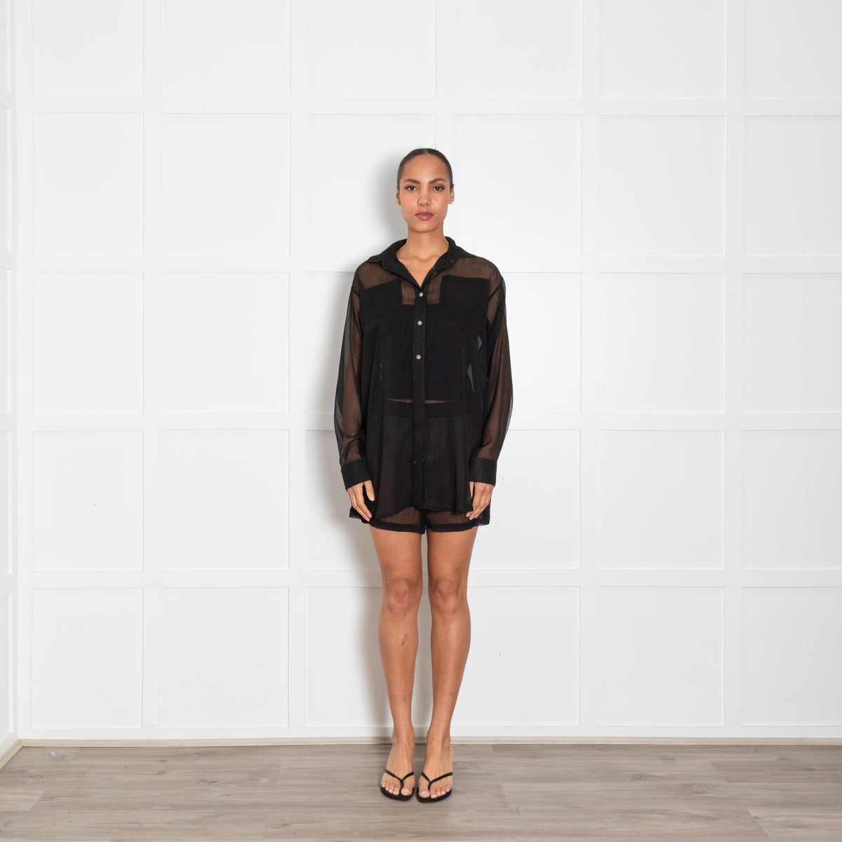 Jade Swim Black Sheer Shirt and Short Co-Ord