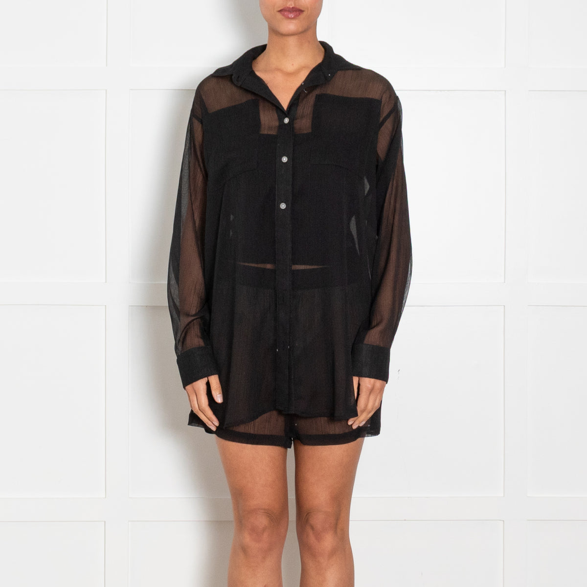Jade Swim Black Sheer Shirt and Short Co-Ord