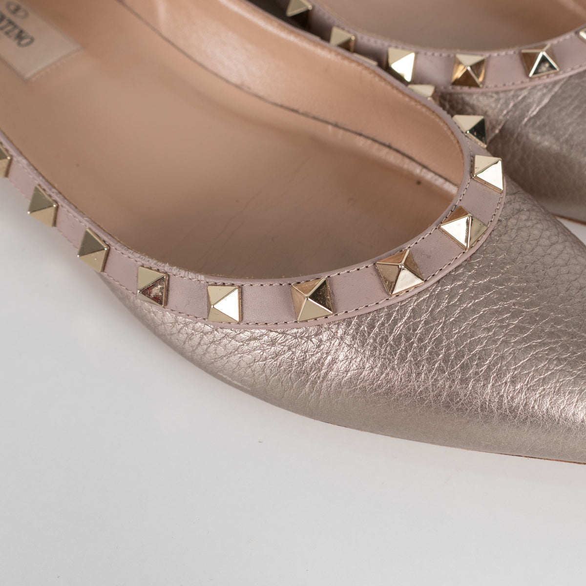 Valentino Garavani Gold Pointed Toe Flat Shoe