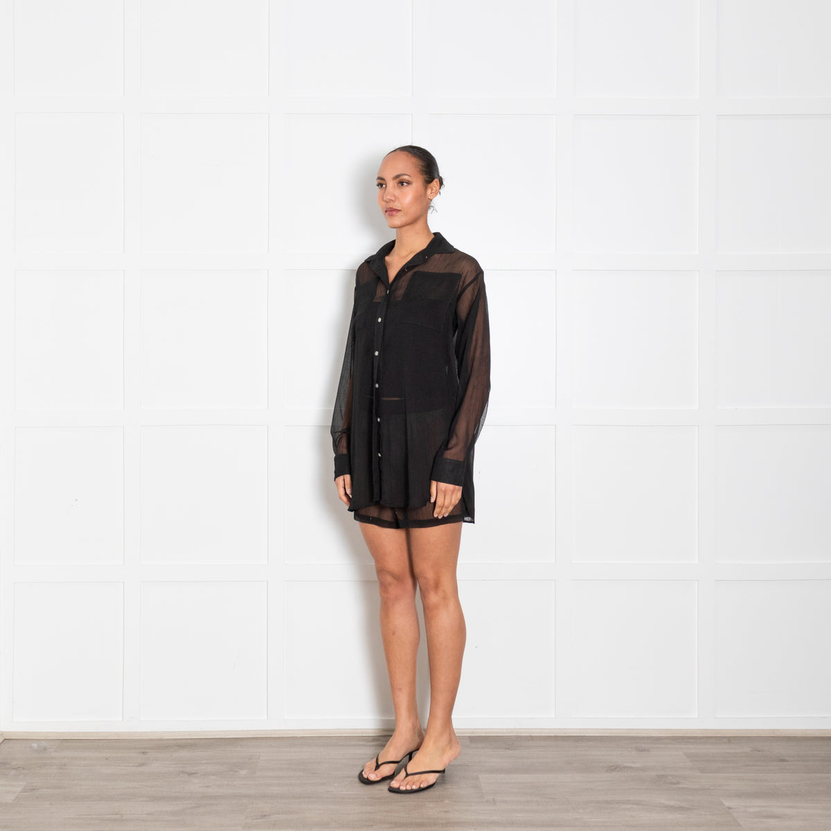 Jade Swim Black Sheer Shirt and Short Co-Ord